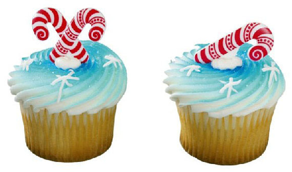 12PC CANDY CANE CUPCAKE PICK FOR HAIRBOWS