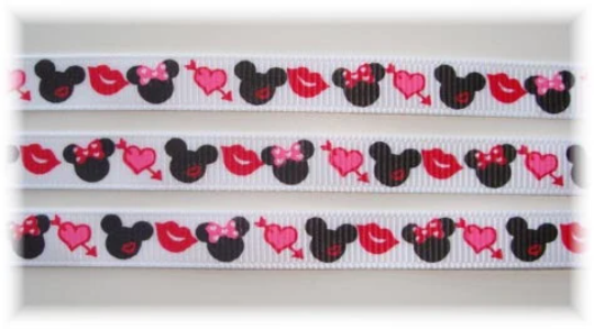 100 YARD ROLL SALE 3/8 BITTY MINNIE SEALED WITH A KISS HEARTS
