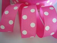7/8 ONE OF A KIND HOT PINK WHITE POLKA DOTS - 1 1/2 YARDS