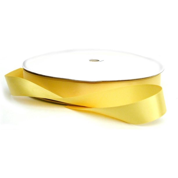 45 YARD ROLL - 7/8 OFFRAY YELLOW DOUBLE FACE SATIN